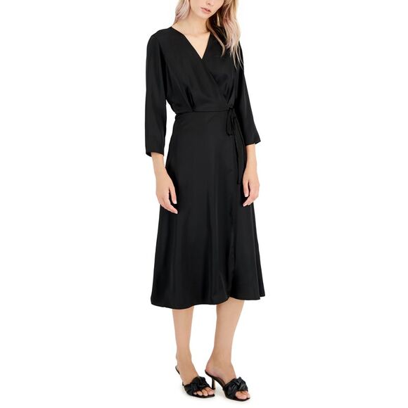 Alfani Womens Elbow Sleeve Satin Surplice Dress - Picture 1 of 1